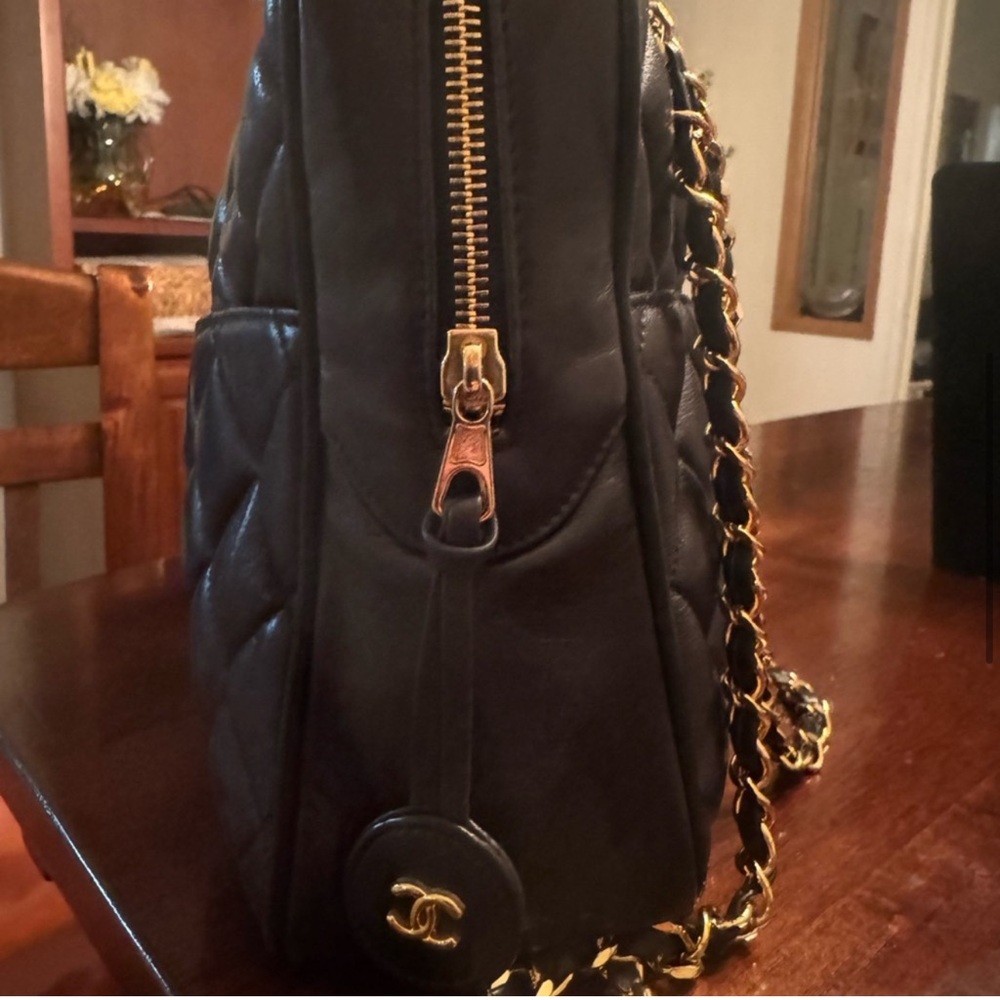 Chanel Vintage Grand Shopping Black Quilted Chain Zip Tote Shoulder Bag - Picture 5 of 16